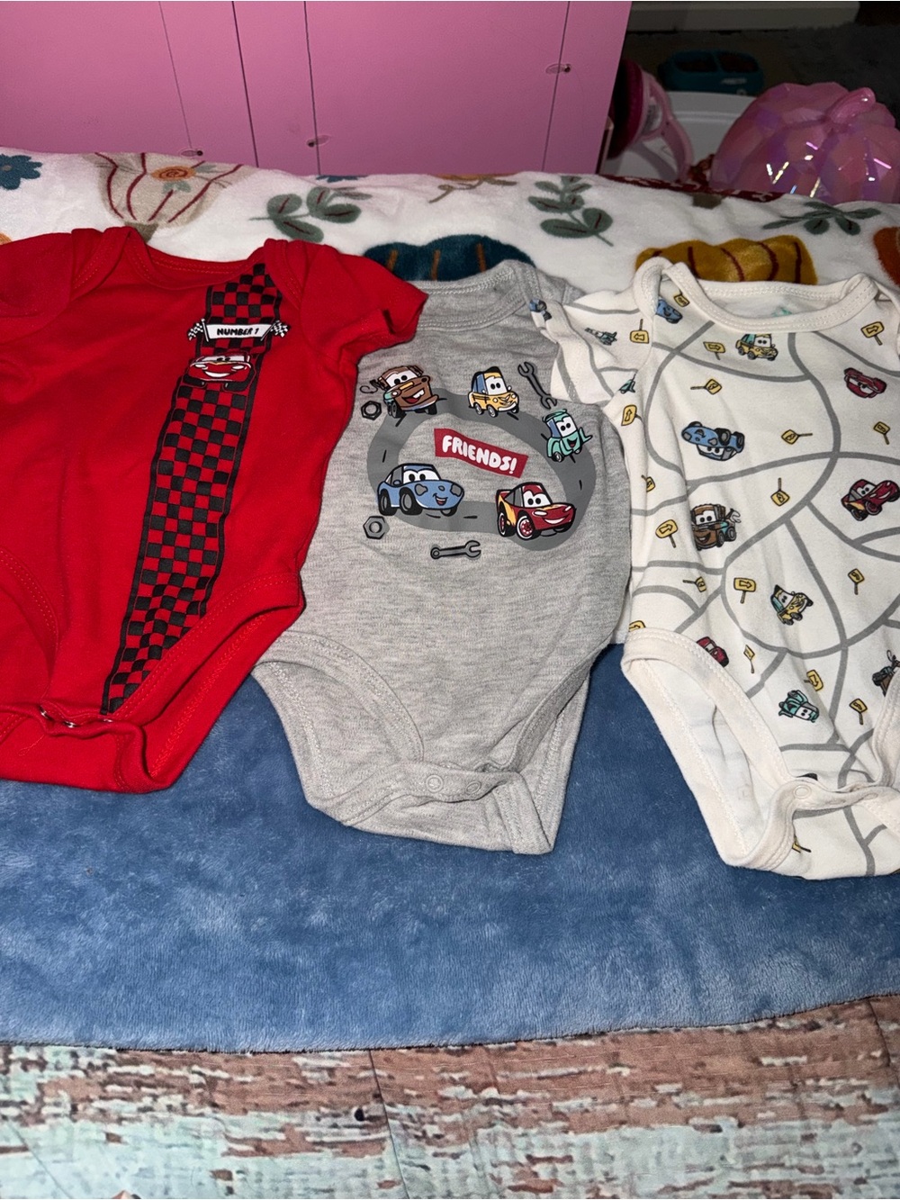 Disney Baby Cars Bodysuit Set - Red, Gray, White